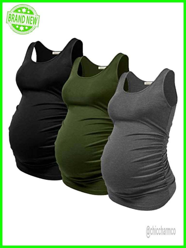 Soft Breathable Maternity Tank Top Sleeveless Tops Pleated Belly Room